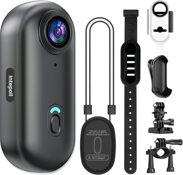 4K Mini WIFI Action Camera 128GB Thumb POV Portable Body Cam Wearable Video Recorder with IPX7 Waterproof Underwater Camcorder, Helmet Mount, Magnetic Sport DV for Bike Cycling, Pet, Vlogging(Black)