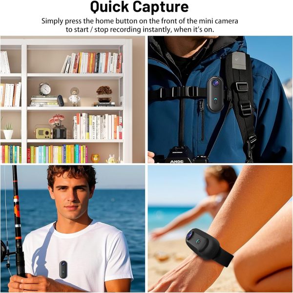 4K Mini WIFI Action Camera 128GB Thumb POV Portable Body Cam Wearable Video Recorder with IPX7 Waterproof Underwater Camcorder, Helmet Mount, Magnetic Sport DV for Bike Cycling, Pet, Vlogging(Black) - Image 6