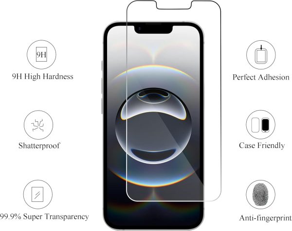 Ailun Screen Protector for iPhone 16e / iPhone 14 / iPhone 13 / iPhone 13 Pro [6.1 Inch] Display 3 Pack Tempered Glass, Case Friendly [Not for iPhone 16 6.1 Inch] - Image 2