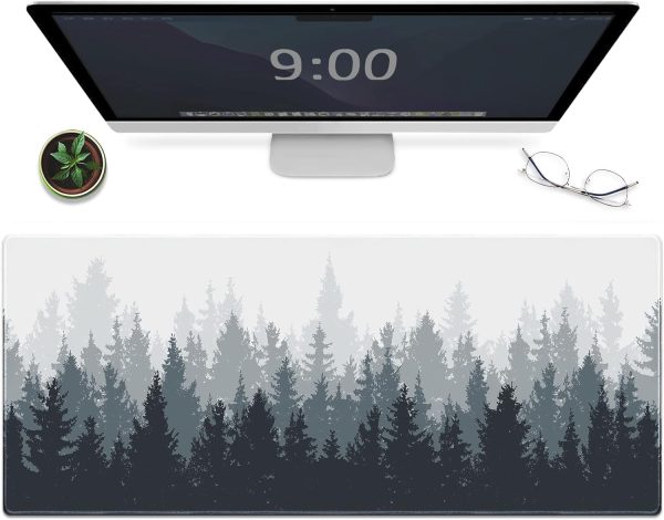 Galdas Gaming Mouse Mat Forest Background Pattern XXL XL Large Mouse Mat Long Extended Mouse Pad Desk Mat Non-Slip Rubber Mice Pads Stitched Edges Thin Pad (31.5 x 11.8 x 0.12 Inches) Tree