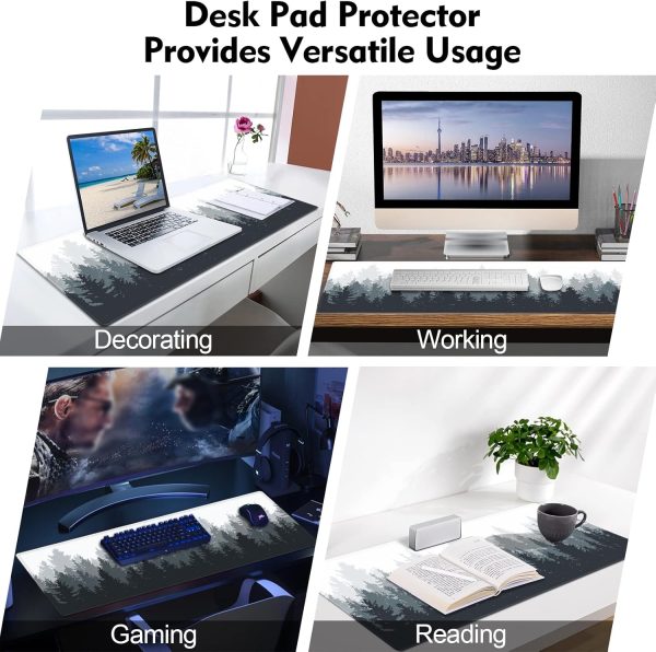 Galdas Gaming Mouse Mat Forest Background Pattern XXL XL Large Mouse Mat Long Extended Mouse Pad Desk Mat Non-Slip Rubber Mice Pads Stitched Edges Thin Pad (31.5 x 11.8 x 0.12 Inches) Tree - Image 8