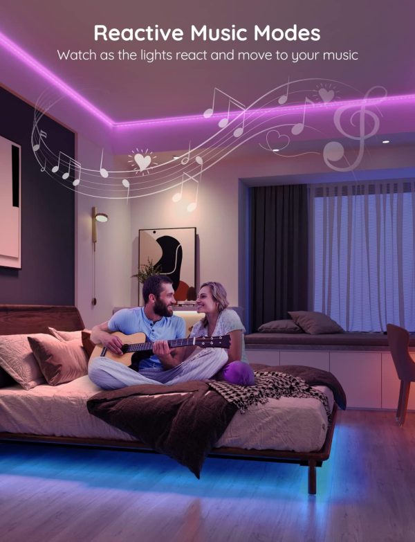 Govee Smart WiFi LED Strip Lights, 50ft RGB Led Strip Lighting Work with Alexa and Google Assistant, Color Changing Light Strip, Music Sync, LED Lights for Bedroom, Home Decor, Easy to Install - Image 6